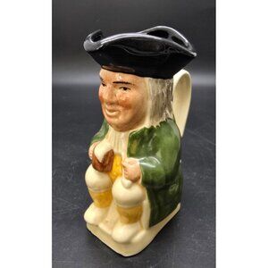Vintage Staffordshire Toby Jug Figure Pitcher With Black Hat & Green Coat VL4005